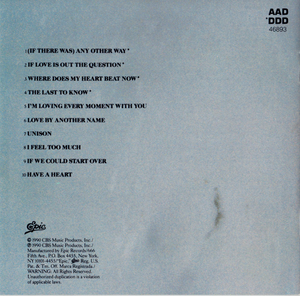 Celine Dion  Unison : Front + Inlay